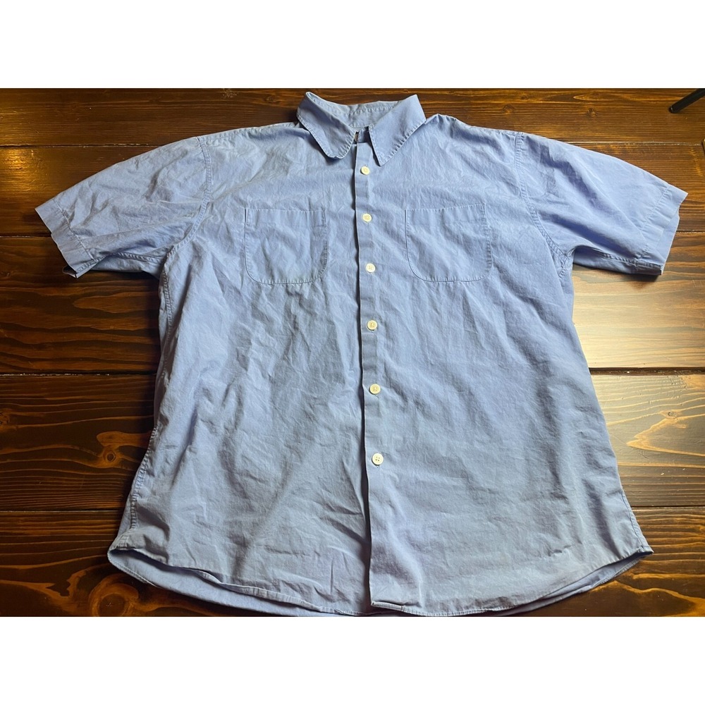 Slates Shirt, Men's Size XL, Blue, Button Up, Short Sleeve